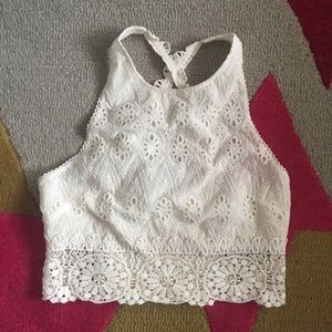White Eyelet Crop Top